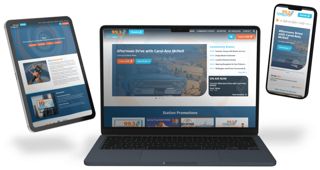 99.3 County FM - site mockups